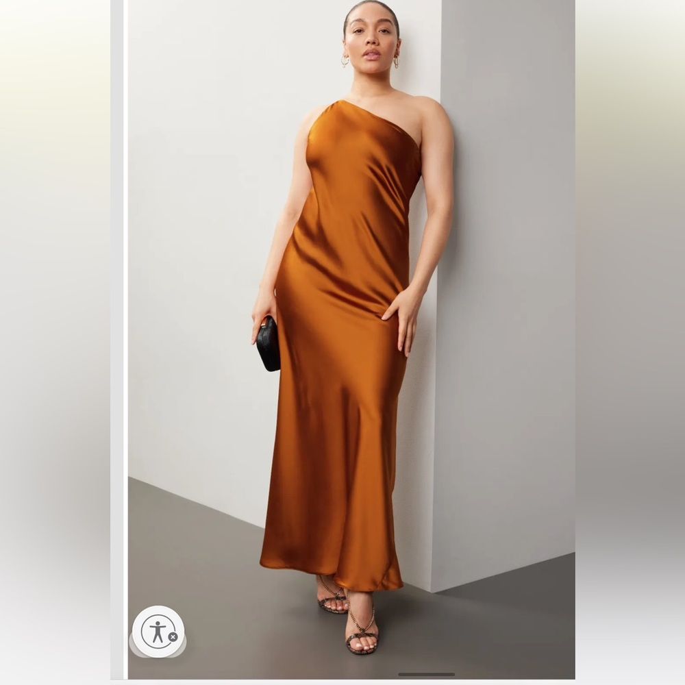 Sz 16 Obando collective copper orange one shoulder sleeveless maxi gown RTR xl‎